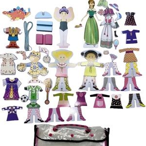 MELISSA AND DOUG WOODEN DOLL MAGNETIC DRESS UP (LOT OF 60 PIECES)